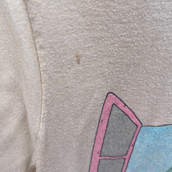 80s Genesis Duke T-shirt Single Stitch Tan M Band Tee Shirt Flawed Koechlin VTG - Picture 7 of 15